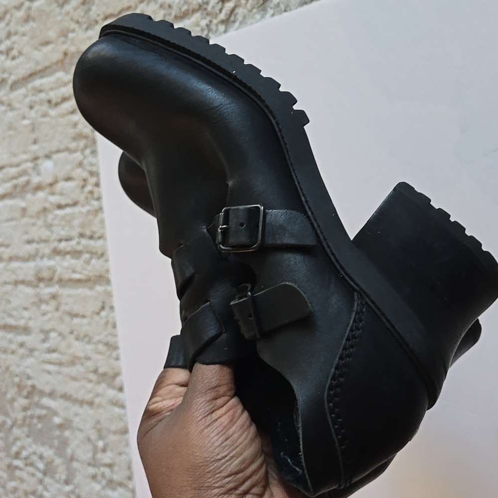 Vintage Euro Club black GRUNGE Y2K MARY JANE Thrashed shoes Preppy Buckle